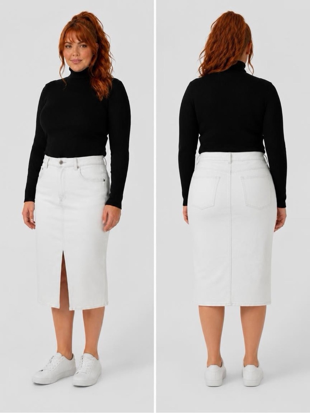 Neutral Cream Maxi Skirt with Front Slit